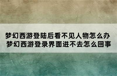 梦幻西游登陆后看不见人物怎么办 梦幻西游登录界面进不去怎么回事